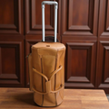 Genuine Leather Rolling Duffel Bag: 22" Dark Brown Travel Trolley