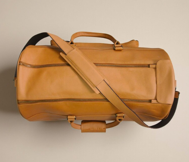Genuine Leather Rolling Duffel Bag: 22" Dark Brown Travel Trolley