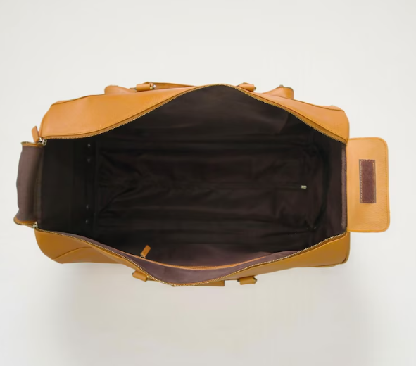 Genuine Leather Rolling Duffel Bag: 22" Dark Brown Travel Trolley
