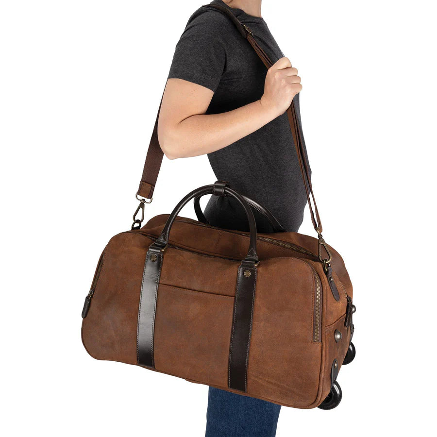 Rolling Leather Duffle Bag