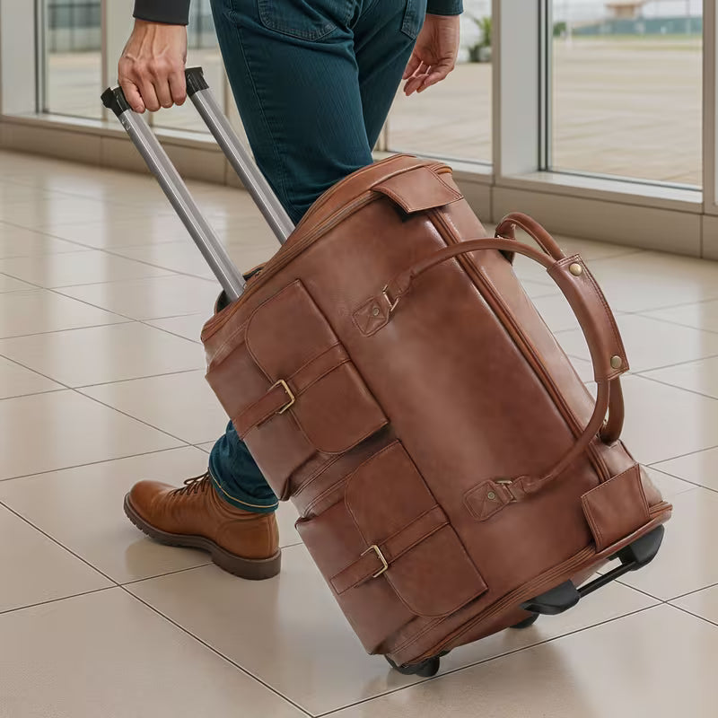 Rolling Suit Garment Bag – Brown, Wrinkle-Resistant, Wheeled Bag for Business Travel